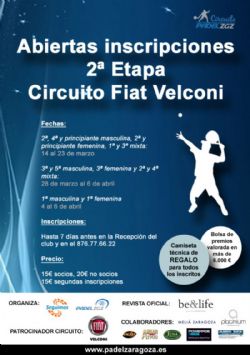 Inscripciones para la 2ª Etapa del Circuito Fiat Velconi de Pádel