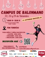 Campus gratuito de iniciación al Balonmano para chicos y chicas en Navidad