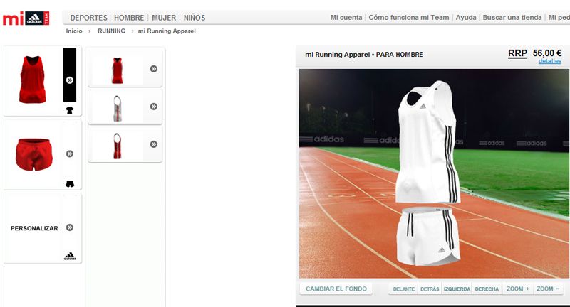 Adidas presenta una web que permite personalizar las equipaciones de running, fútbol y baloncesto.