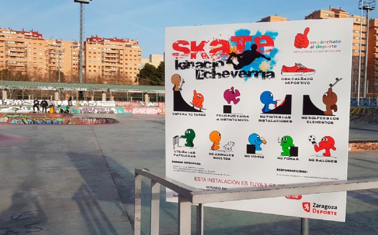 El skate park de Vía Hispanidad ya luce su nuevo nombre «Ignacio Echeverría»