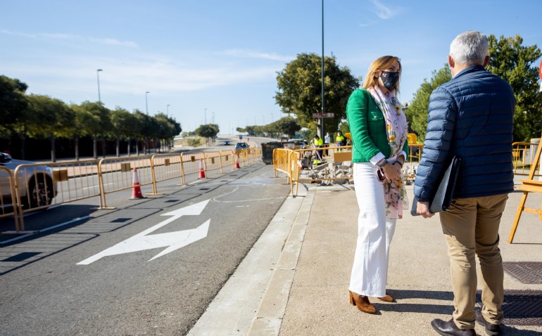 El nuevo carril bici de la Prolongación de Gómez Laguna facilitará la conexión ciclista desde Vía Hispanidad con el Distrito Sur