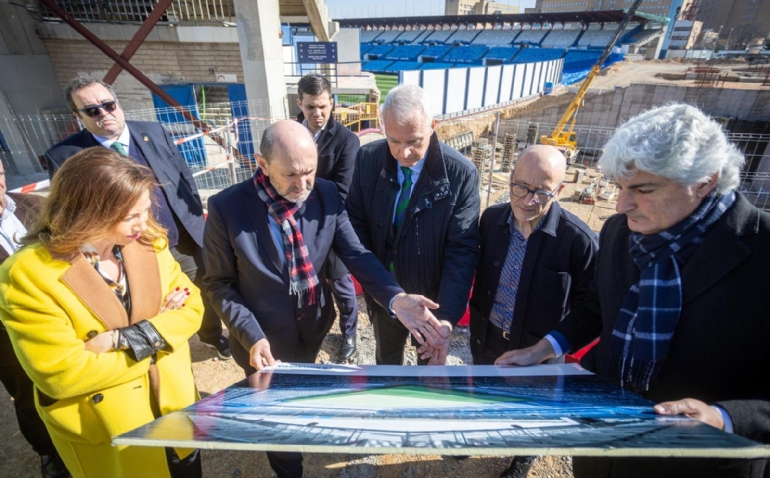 El presidente de la RFEF visita Zaragoza para conocer los avances de la sede hacia la Copa Mundial de la FIFA 2030