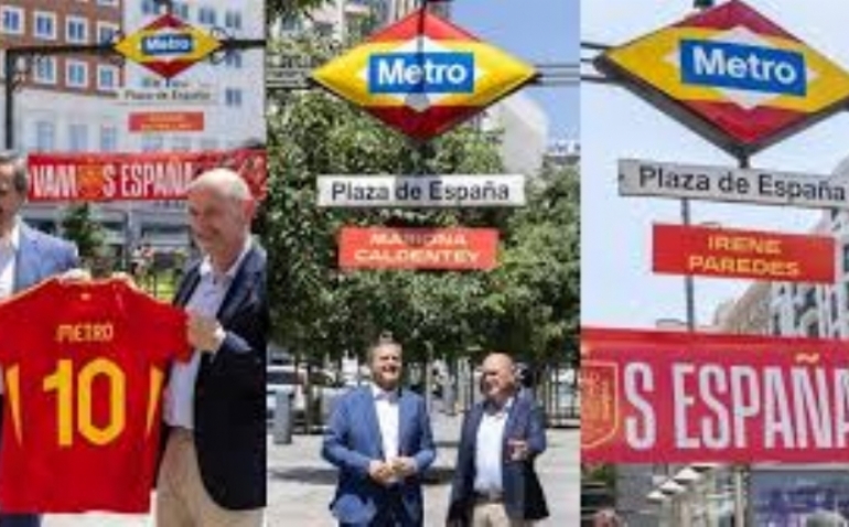 Metro añade los nombres de las capitanas a la estación de Plaza España como apoyo a la selección en la Eurocopa