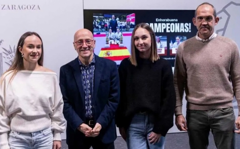 Zaragoza homenajea a Miranda Dorado y Marta Felipe, campeonas mundiales de kyokushin