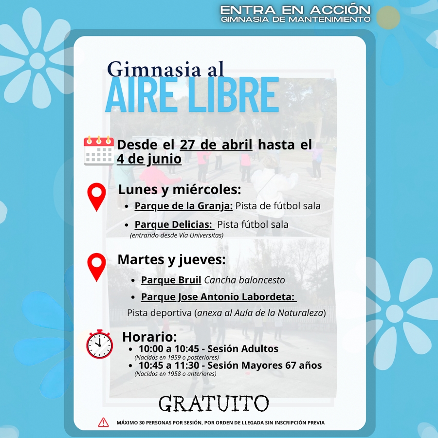 Actividad Física al Aire Libre, para adultos y seniors 2026