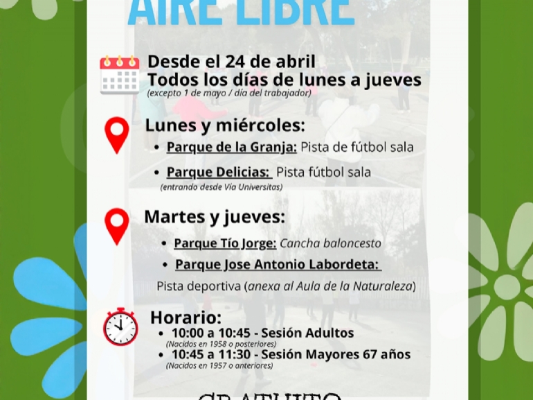 Actividad Física al Aire Libre, para adultos y seniors Actividad Física al Aire Libre, para adultos y seniors