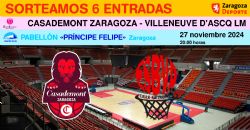 Sorteo de entradas para ver el Casademont Zaragoza - Villeneuve d'Ascq LM [27 noviembre 2024]