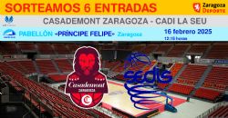 Sorteo de entradas para ver el Casademont Zaragoza - Cadi la Seu [16 febrero 2025]