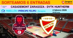 Sorteo de entradas para ver el Casademont Zaragoza - DVTK HUNTHERM [4 febrero 2026]