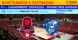 Sorteo de entradas para ver el Casademont Zaragoza - Dinamo BDS Sassari [10 febrero 2026]