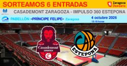 Sorteo de entradas para ver el Casademont Zaragoza - Impulso 360 Estepona [4 octubre 2026]
